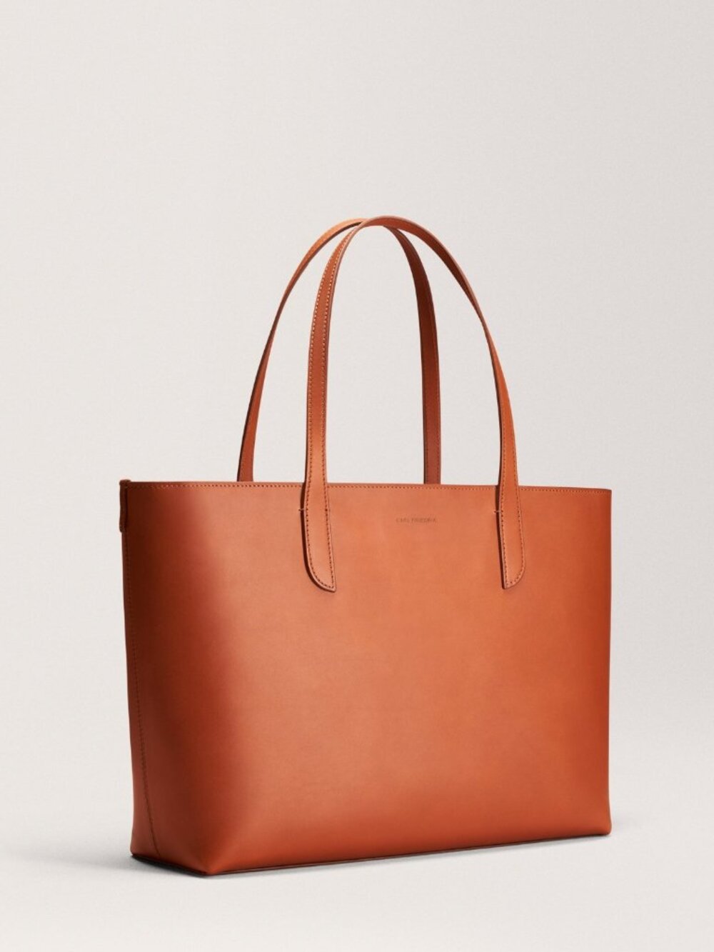 Carl Friedrik Ashby Zipped Tote Smooth Leather Cognac 20L NEW Authentic